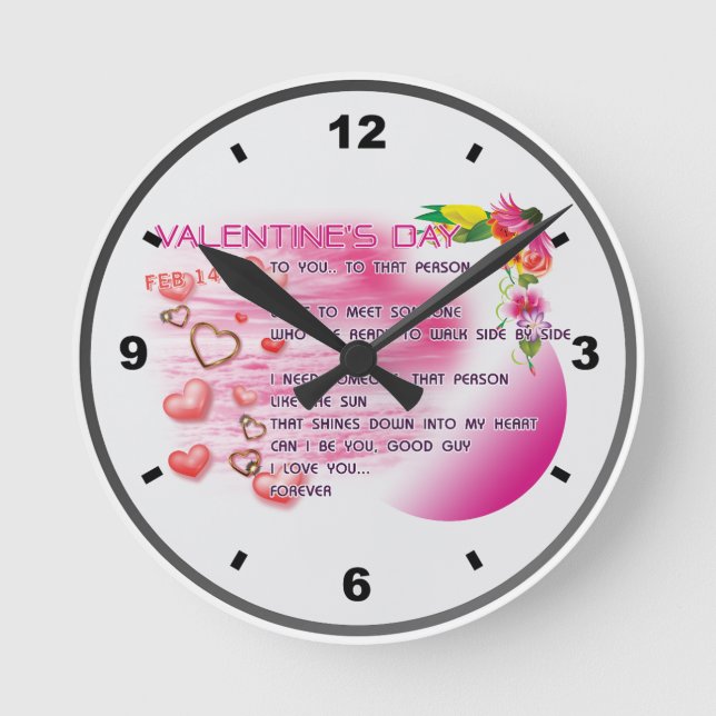Valentine 2026-Clock-ENG Runde Wanduhr (Vorderseite)