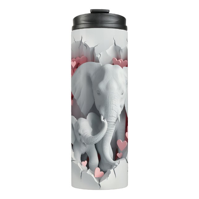 Valentine 3D Mama & Baby Elephants Tumbler Wrap Thermosbecher (Vorderseite)