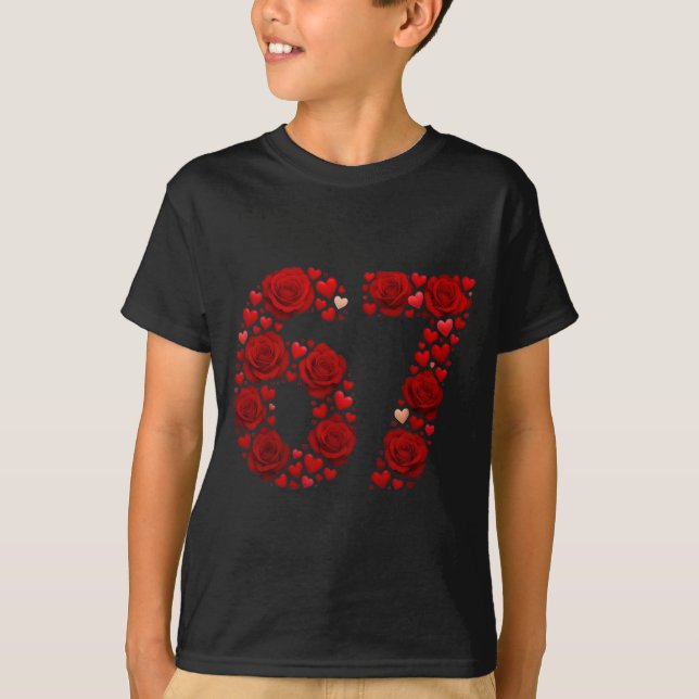 Valentine 67 Meme Rose Hearts Funny Six Seven Vale T-Shirt (Vorderseite)