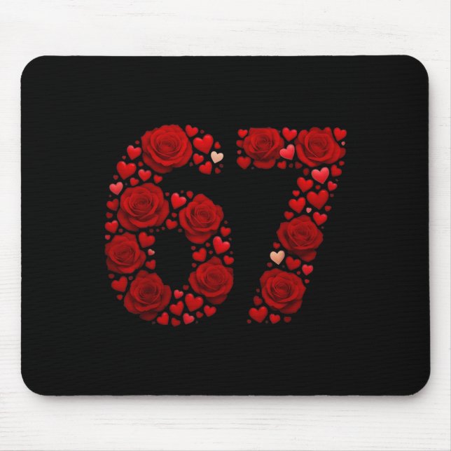 Valentine 67 Meme Rose Herzen Lustig Sechs Sieben  Mousepad (Vorne)