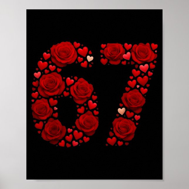 Valentine 67 Meme Rose Herzen Lustig Sechs Sieben  Poster (Vorne)