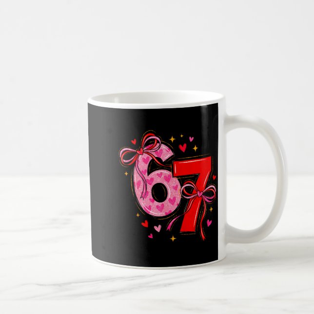 Valentine 67 Six Seven Heart Coquette Bow Valentin Kaffeetasse (Rechts)