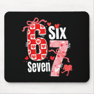 Valentine 67 Six Seven Herz Kokette Schleife Valen Mousepad