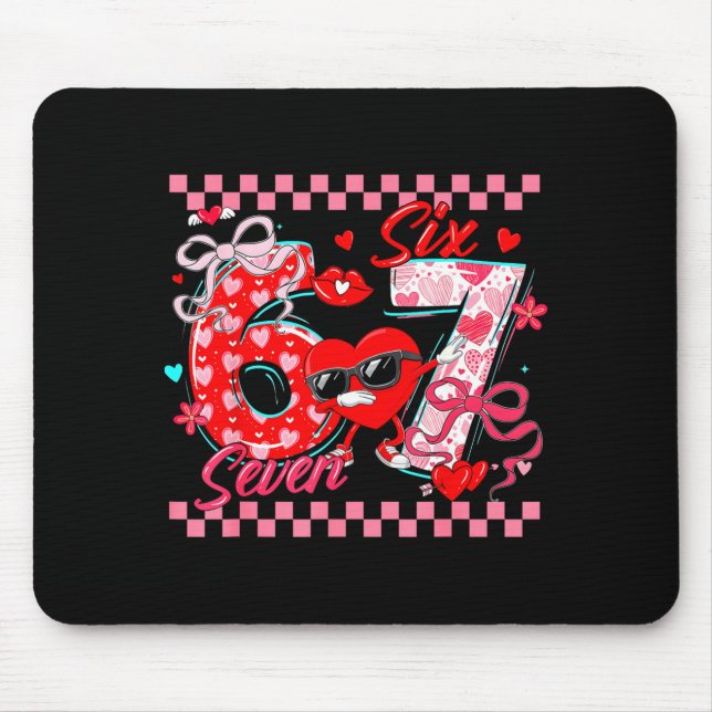 Valentine 67 Six Seven Meme Dabbing Herzen Matchin Mousepad (Vorne)