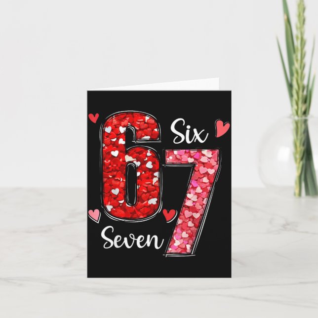 Valentine 67 Six Seven Meme Rose Hearts Valentine’ Karte (Vorderseite)