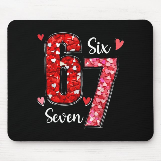 Valentine 67 Six Seven Meme Rose Herzen Valentinst Mousepad (Vorne)