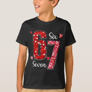 Valentine 67 Six Seven Meme Rose Herzen Valentinst T-Shirt