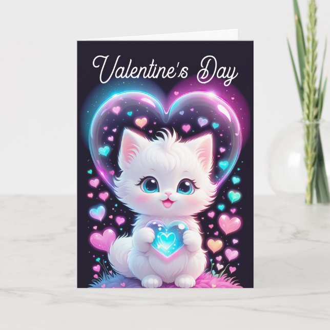 Valentine Adorable Niedliche Katze Valentinstag Karte (Vorderseite)