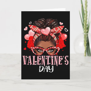 Valentine Afro-Frau Frohen Valentinstag Unordentli Karte