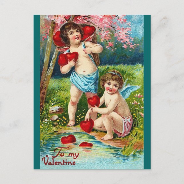 Valentine Angels Feiertagspostkarte (Vorderseite)