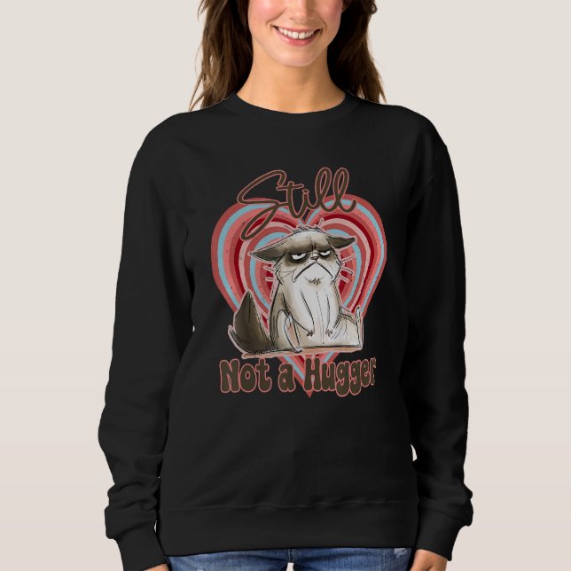 Valentine Angry Cat Still Not a Hugger No Hugs Ple Sweatshirt (Vorderseite)