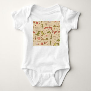 Valentine Animal Hand Gezeichnet Print Baby Strampler