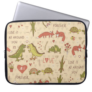 Valentine Animal Hand Gezeichnet Print Laptopschutzhülle