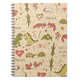 Valentine Animal Hand Gezeichnet Print Notizblock