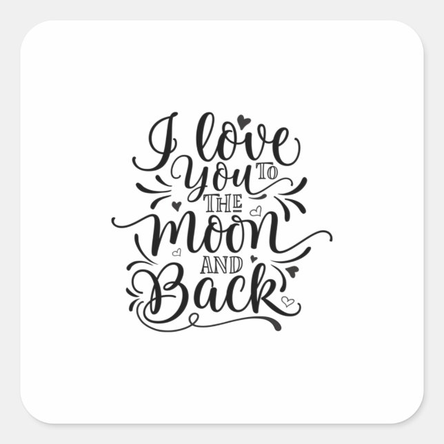 Valentine Art I Love You To The Moon Quadratischer Aufkleber (Vorderseite)