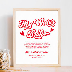 Valentine Baby Dusche Mein Wasser Broke Spiel Poster
