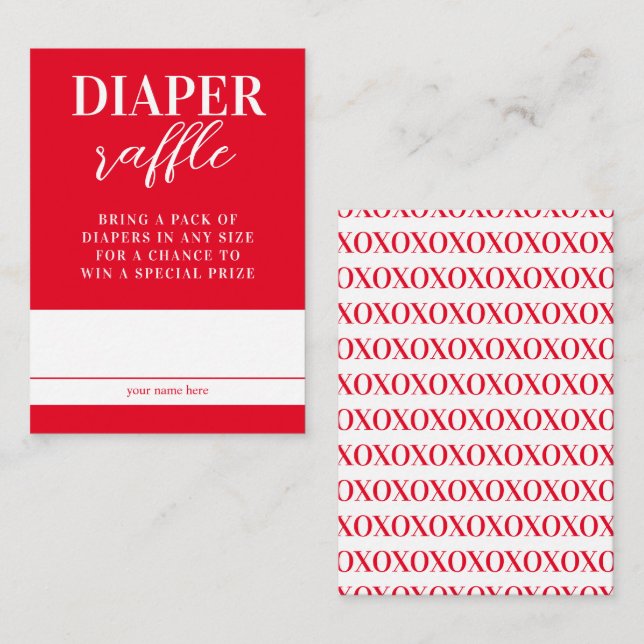 Valentine Baby Duwer Diaper Raffle Begleitkarte (Vorne/Hinten)