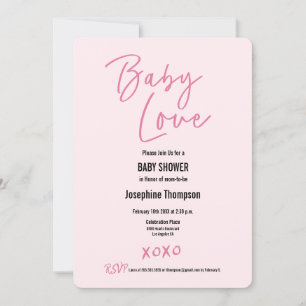 Valentine Baby Liebe Sweet Pink XOXO Babydusche Einladung