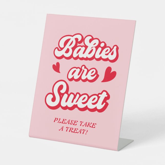 Valentine Baby Shower Babies is Sweet Favor Sockelschild (Vorderseite)