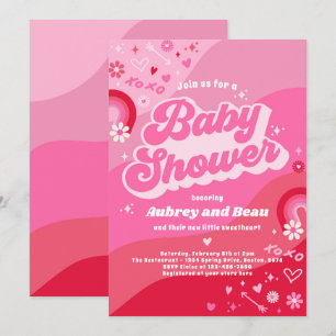 Valentine Baby Shower Groovy Baby Liebe Babydusche Einladung