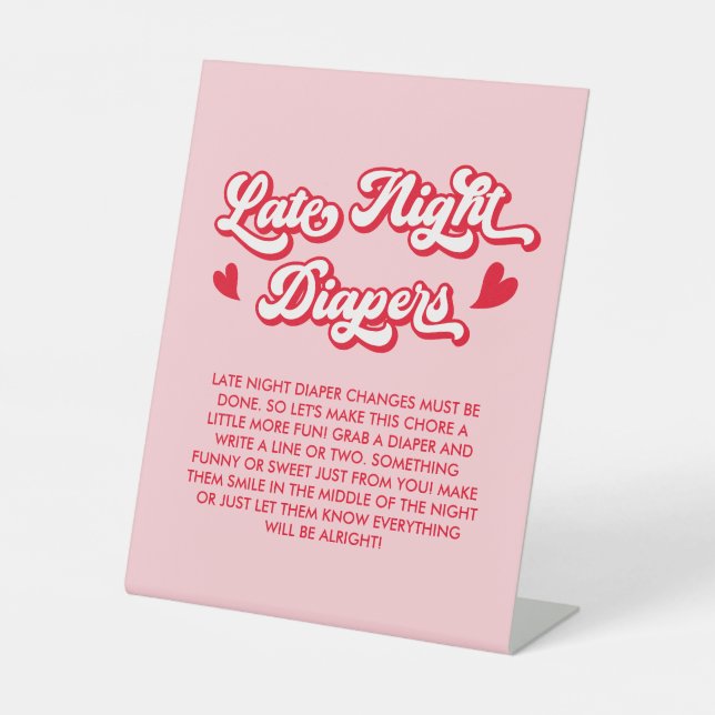 Valentine Baby Shower  Late Night Diapers Game Sockelschild (Vorderseite)