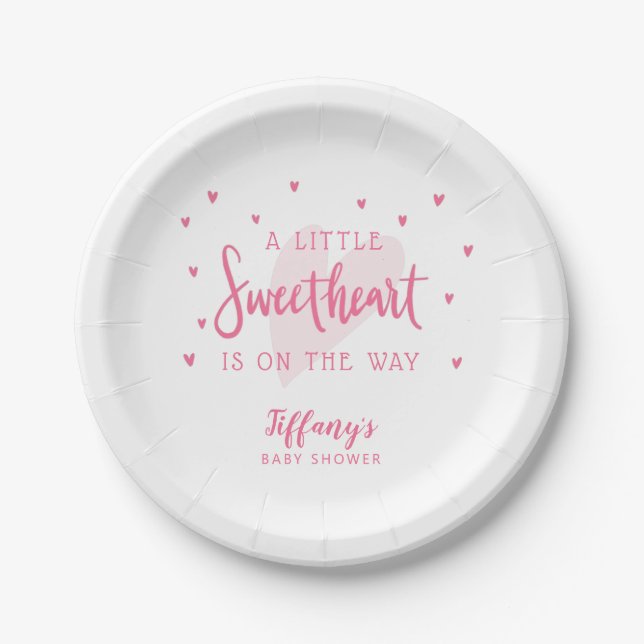Valentine Baby Shower | Little Sweetheart Pappteller (Vorderseite)