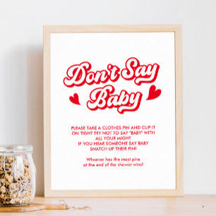 Valentine Baby Shower Say Baby Game nicht Poster