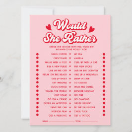 Valentine Baby Shower Would She Rather Game Card Einladung