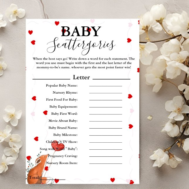 Valentine Baby Streuware Baby Duschgame Card Einladung (Von Creator hochgeladen)