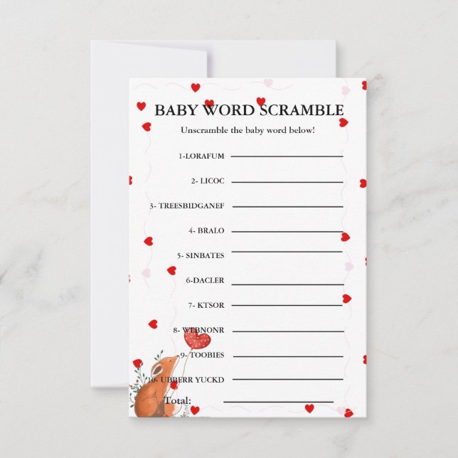 Valentine Baby Wortgewirr Baby-Duschgame (Vorderseite)