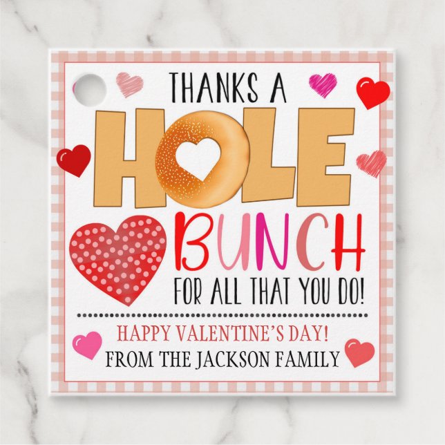 Valentine Bagel Geschenk Tag Geschenkanhänger (Vorderseite)