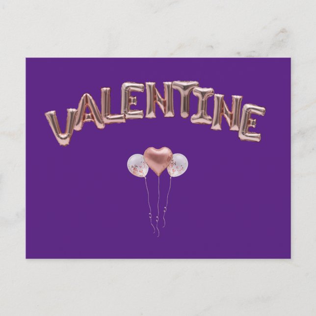 Valentine Balloon Letting with Heart Balloon Postkarte (Vorderseite)