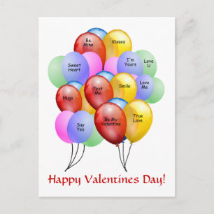 Valentine Balloons Postkarte