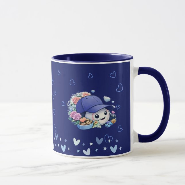 Valentine Baseball Blaue Farbe Cute Tasse (Rechts)