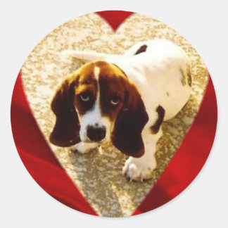 Valentine Bassett Hound Runder Aufkleber