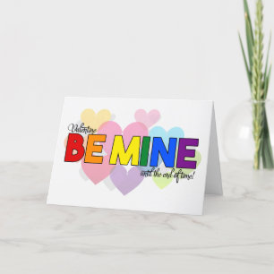 Valentine Be Mine LGBT Regenbogen Thema mit Herzen Feiertagskarte