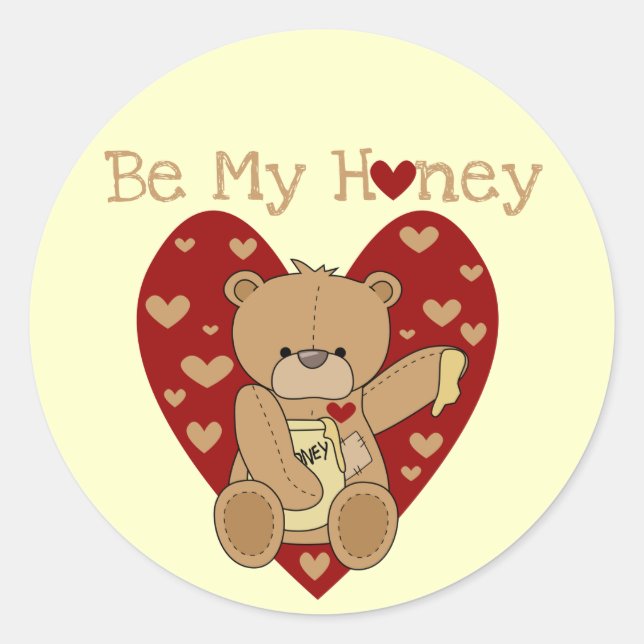 Valentine Be My Honey T - Shirt und Geschenke Runder Aufkleber (Vorderseite)