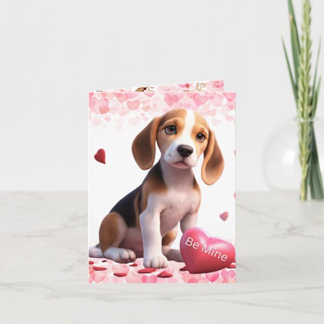 Valentine Beagle Feiertagskarte (Vorderseite)