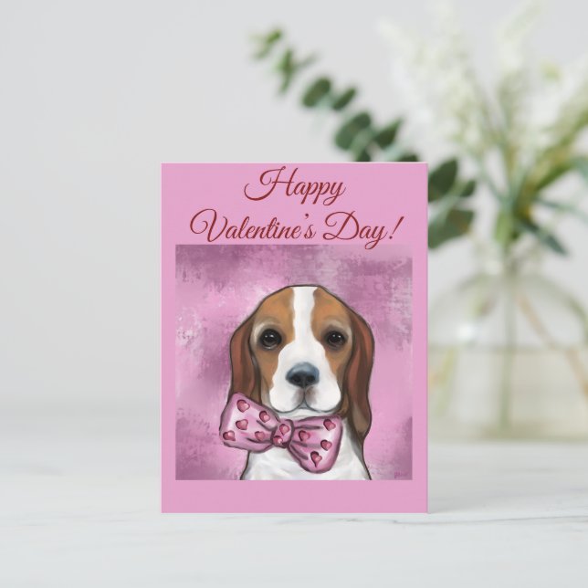VALENTINE BEAGLE POSTKARTE (Stehend Vorderseite)