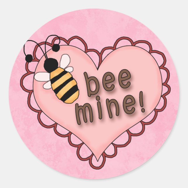Valentine Bee Aufkleber (Vorderseite)