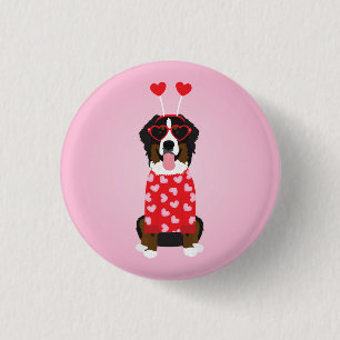 Valentine Bernese Mountain Dog Button