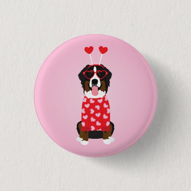 Valentine Bernese Mountain Dog Button (Vorderseite)