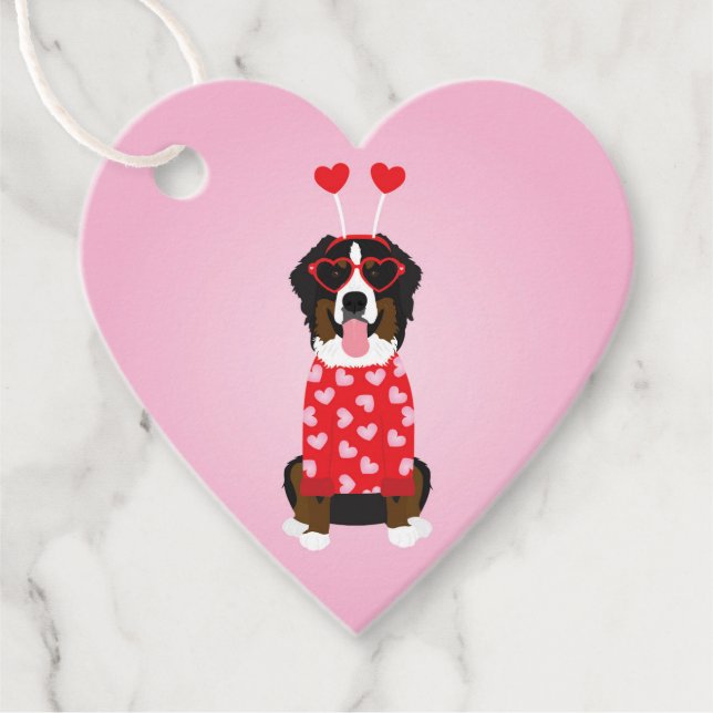 Valentine Bernese Mountain Dog Geschenkanhänger (Vorderseite)