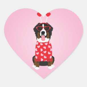 Valentine Bernese Mountain Dog Herz-Aufkleber