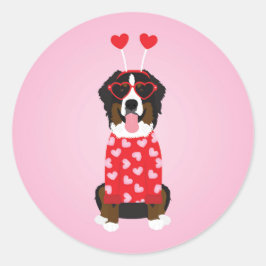 Valentine Bernese Mountain Dog Runder Aufkleber