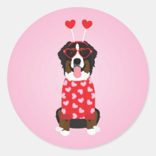 Valentine Bernese Mountain Dog Runder Aufkleber