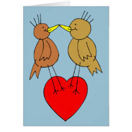 Valentine Birds on a Heart Card