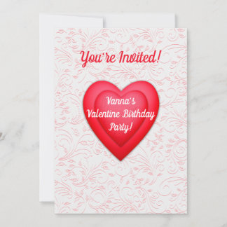 Valentine Birthday Extravagant Red Hearts Personal Einladung