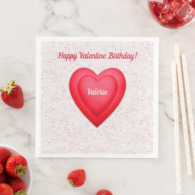 Valentine Birthday Extravagant Red Hearts Serviette (Beispiel)