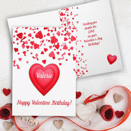 Valentine Birthday Red Confetti Herz Gruß Karte